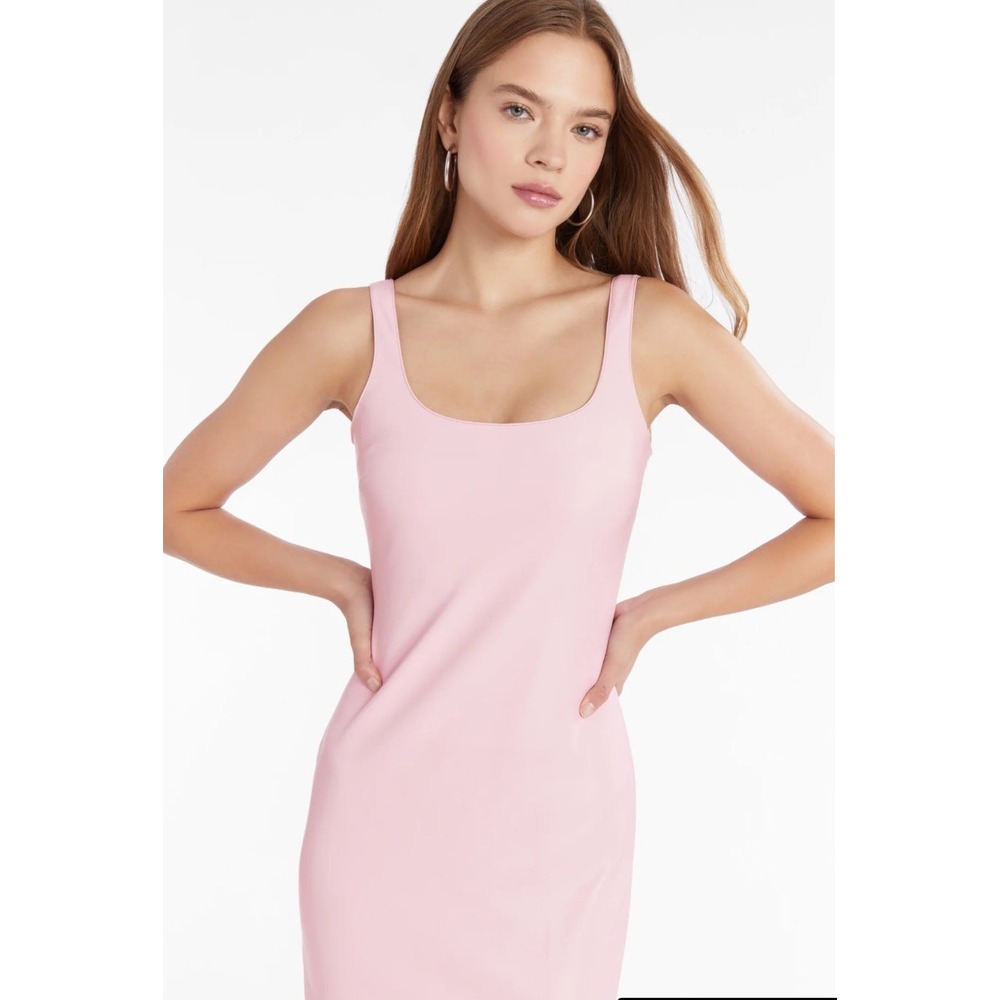 Amanda Uprichard Pink Faux‎ Leather Mini Dress Scoop Neck Sleeveless Small - Picture 3 of 8
